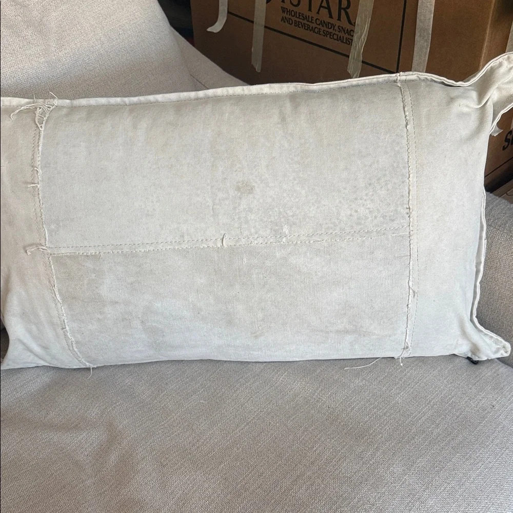Restoration Hardware Cream Accent Pillow with Text Design